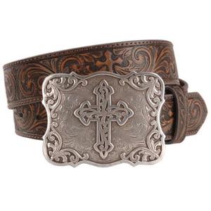 Cinturón de Cuero Natural para Hombre Texas Saddlery, Modelo TRIPLE K 11022 110 Wyoming Drop Loop Belt - Product Image 5
