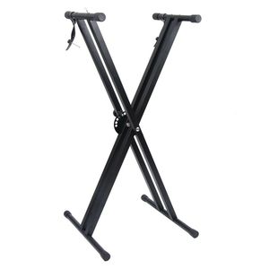 Supporto per Tastiera a Doppio Tubo a X, Sgabello Pieghevole Regolabile per Pianoforte, Seduta Nera, Arredamento per la Casa - Product Image 6