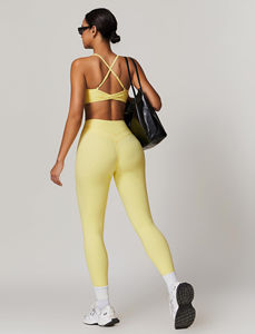 Ensemble de yoga et de sport décontracté d'hiver pour femme, avec bretelles fines, pantalon de fitness taille haute et soutien-gorge de sport respirant à séchage rapide, couleur unie - Product Image 5