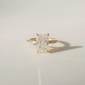 IGI Certified Radiant Cut Lab <b>Diamond</b> <b>Ring</b>, Radiant Lab Grown Engagement <b>Ring</b>, 14k Gold Radiant Wedding <b>Ring</b>, Low Setting <b>Ring</b> - Product Image 3