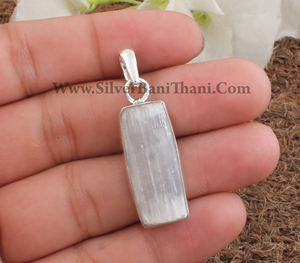 Collier artisanal en sélénite naturelle blanche vintage, plaqué platine sur argent sterling 925, bijoux de guérison, vente en gros - Product Image 5