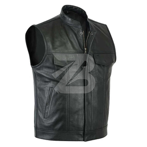 Men's <b>Black</b> PU Leather Racing <b>Vest</b>-Reversible & Waterproof High Street Style Plus Size Outerwear - Product Image 2