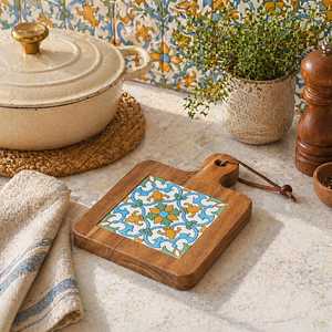Sous-verres rectangulaires en bois, artisanaux, de style indien traditionnel et méditerranéen, résistants à la chaleur, pour la décoration de table, par UO INDIA CRAFT - Product Image 2
