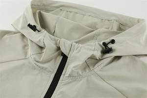 Men Windproof Hooded Zipper <b>Jacket</b> Long Sleeve Sporty Solid Color Autumn Polyester Outerwear - Product Image 5