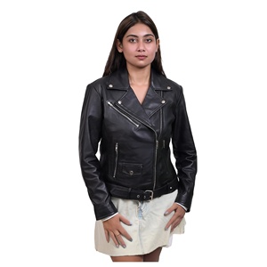High Quality <b>Leather</b> Women's Fashion OEM logo Lapel Motorcycle Ladies Women PU <b>Leather</b> Jacket - Product Image 1