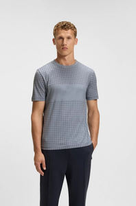 Camiseta gris con estampado de cuadrícula para hombre, camiseta informal de algodón de primera calidad con cuello redondo y manga corta, ropa de calle MARFA INTERNATIONAL - Product Image 3