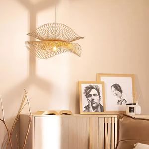 Bamboo Ceiling Light with Breathable Woven Pattern and Uniform Light Distribution - Product Image 3