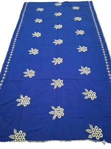 Écharpe ethnique en coton bleu pour femme, broderie florale et strass, chaude et respirante, toutes saisons, usage quotidien, fournisseur OEM - Product Image 4
