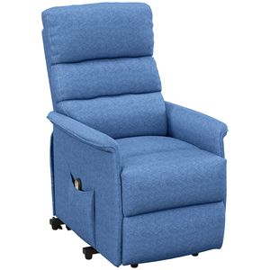 Poltrona Reclinabile Elettrica Blu con Telecomando e Tasche Laterali per Anziani, Ideale per il Soggiorno - Product Image 1