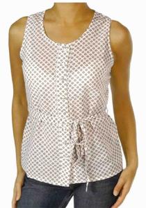 Camiseta sin Mangas Antiestática para Mujer, Cuello Redondo, Rayas Naranja y Gris, Parte Superior Blanca con Cintura Única y Natural - Product Image 4