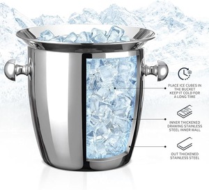 Cubo de Hielo de Acero Inoxidable Ecológico Premium con Tapa y Pinzas, Enfriador de Hielo de Doble Pared Aislado, Ideal para Hoteles, Bares, Restaurantes y Hogares - Product Image 5
