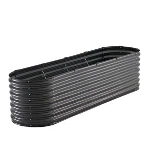Grand bac à fleurs ovale en métal galvanisé pour jardin extérieur, 8 x 2 x 2 pieds, fond ouvert, pots et jardinières - Product Image 1