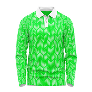 Polo à manches longues pour hommes, vente en gros, design personnalisé, polo de golf bleu à motifs de qualité supérieure, polo de sport respirant et à séchage rapide pour marque - Product Image 3