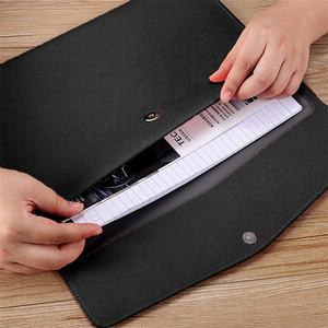 Portadocumentos Minimalista de Microfibra y Cuero Sintético, Negro y Naranja, Estuche para Guardar Certificados - Product Image 4