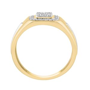 แหวนผู้ชายทองคำ 14K ประดับเพชรแล็บโกรว์ทรงกลุ่มแบบฮาโล - Product Image 3