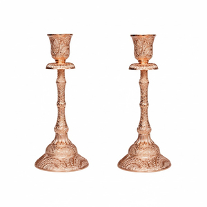 Porte-bougies coniques en métal gravé de luxe, argentés, pour décoration intérieure ou centre de table de mariage, en promotion - Product Image 3