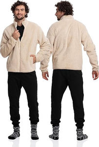 Mens Beige <b>Sherpa</b> <b>Fleece</b> Jacket Full Zip Heated Breathable Windproof Warm Stand Collar Casual Hip Hop Outdoor Winter Embroidery - Product Image 2