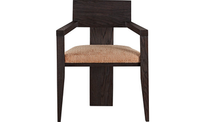 เก้าอี้ไม้สีน้ำตาลเข้มทรงเรขาคณิตสไตล์มินิมอลพร้อมพนักพิงรูปตัว T กว้างที่โดดเด่น - Product Image 2