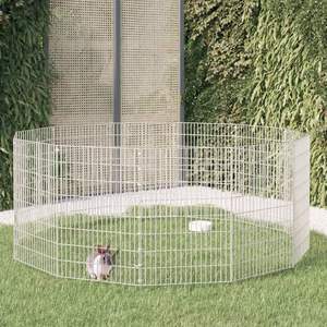Enclos pour animaux en fer galvanisé argenté pliable à 12 panneaux, cage pour animaux de compagnie - Product Image 1
