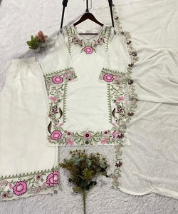Rich Look Georgette Embroidery Work <b>Top</b> Palazzo With Dupatta Women Ethnic Wear <b>Wedding</b> Party Dress 85286 LG-2105 - Product Image 3