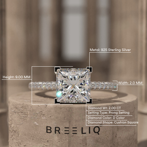14K Gold Princess Cut Solitaire Engagement Ring 2 Carat Square Diamond Ring <b>4</b> Prong White Gold Bridal Ring Fine Jewelry - Product Image 4