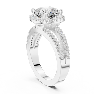 Women's 14K Gold Lab Grown Diamonds <b>Round</b> Brilliant Cut Engagement Ring IGI Certified Luxury Style - Product Image 2