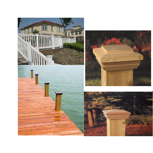 Tapa de poste piramidal de madera para postes de cerca y terraza, acabado antiguo, diseño contemporáneo, cubierta duradera para postes de exterior, hogar y jardín - Product Image 6