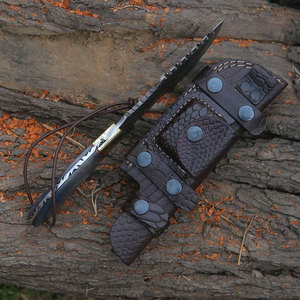 Couteau de chasse tendance en acier de Damas, lame Tracker, manche en bois de corne de bison, lame fixe ambidextre 6 pouces, couteau de survie extérieur - Product Image 3