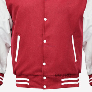 Blousons universitaires personnalisés pour hommes avec manches en cuir, logo brodé chenille, col montant, vente en gros OEM - Product Image 3