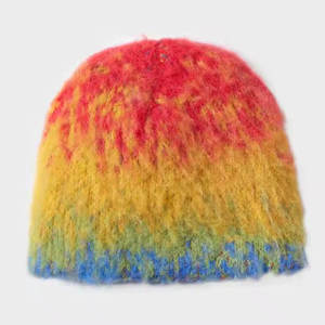 Bonnets en mohair de couleur personnalisée, OEM, nouveaux bonnets d'hiver à la mode, prix de gros, bonnets en mohair - Product Image 1