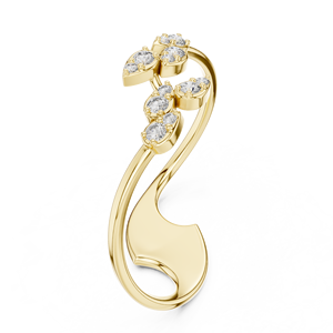 Anillo de oro amarillo macizo de 14k para mujer con diamante de corte redondo minimalista altamente estilizado, ideal para regalo de compromiso, aniversario o boda. - Product Image 3