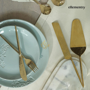 Ensemble de spatules à gâteau en métal de style classique avec design martelé, couteau à dessert et pelle à tarte pour mariage, vaisselle au design intemporel - Product Image 5