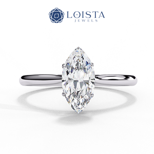 แหวนหมั้นเพชรแท้ทรงมาร์คีส์แพลตตินั่มสำหรับผู้หญิง LOISTA ได้รับการรับรองจาก GIA สี D สไตล์คลาสสิก - Product Image 1