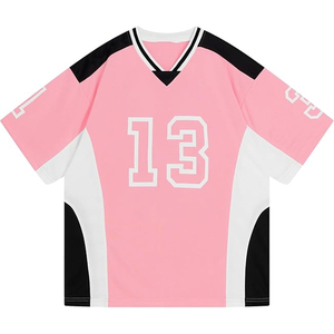 T-shirt de football américain rétro en jersey de maille court pour hommes et femmes, coupe oversize et carrée, en polyester, style streetwear, haut décontracté d'été - Product Image 6