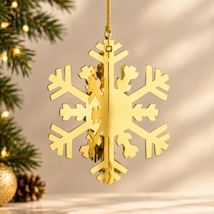 Ornement suspendu en forme de flocon de neige en métal, décoration classique pour arbre de Noël - Product Image 1