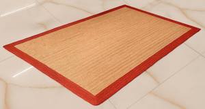 พรมปูพื้นทำมือจากเส้นใยปอกระเจา ขอบสีกรมท่า ตกแต่งพื้นบ้านด้วยวัสดุธรรมชาติ - Product Image 2