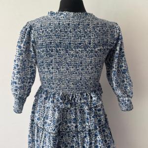 Floral <b>Print</b> Tiered Casual Dress Long Sleeve V Neck Flare Women's Daily Wear Sustainable Hand <b>Block</b> <b>Printed</b> 100% Cotton Natural - Product Image 5