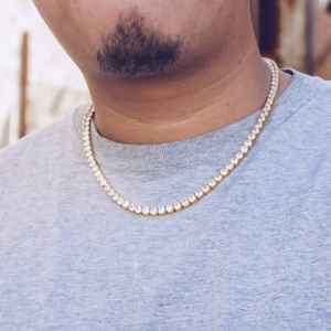 สร้อยคอเทนนิสทรงกลมประดับเพชรโมอิสซาไนต์ VVS ทองคำขาว 14K สำหรับผู้ชายและผู้หญิง สไตล์ฮิปฮอป เครื่องประดับชั้นดี - Product Image 4