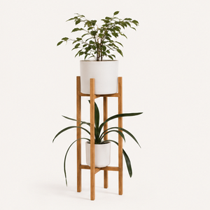 Soporte Doble para Plantas de Madera Maciza Clásico, Moderno Soporte para Macetas de Madera, Estante Alto para Plantas de Interior para Decoración de Sala de Estar, Mejor Precio - Product Image 1