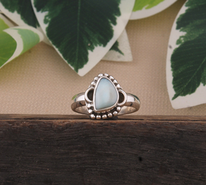 925 Sterling <b>Silver</b> Bezel Setting Wedding <b>Ring</b> Larimar Gemstone Handmade Classic <b>Boho</b> Dainty Solitaire Doted Certified by Jaipur - Product Image 5
