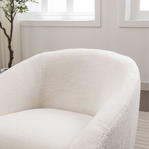 Poltrona Moderna Imbottita Luzern Girevole a 360 Gradi, Colore Bianco Sporco, per Soggiorno - Product Image 5