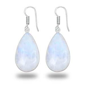 Pendientes de Plata Natural para Mujer, con Dijes de Piedra Lunar Blanca Multicolor Arcoíris, Cristal Curativo, Joyería Bonita al por Mayor para Fiestas, ¡Venta Caliente! - Product Image 3