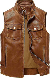 Men's Genuine <b>Leather</b> Vest Biker Motorcycle Adults Custom Wholesale ODM <b>Sleeveless</b> <b>Jacket</b> Vintage Premium Casual Outerwear 2026 - Product Image 4