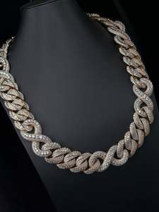 Rose Gold Plated Moissanite Cuban Link Necklace <b>Iced</b> <b>Out</b> <b>Chain</b> Necklace Round Brilliant Cut Hip Hop Jewelry - Product Image 5