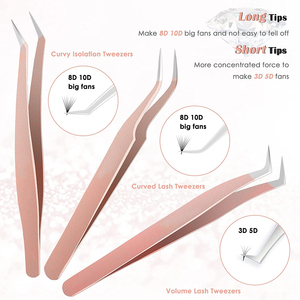 Pince à épiler professionnelle pour extensions de cils, toutes sortes de pointes pointues, en acier inoxydable, Nano Grip, pince à épiler lisse pour cils - Product Image 3