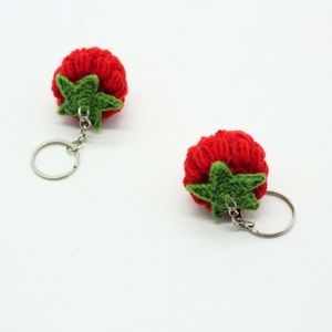 Handmade Crochet Strawberry Keychain, Soft Plush 3D <b>Bag</b> <b>Charm</b> Knitted Fruit Pendant for Backpack - Product Image 2
