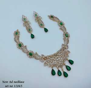 Antique Plated Fancy Collection Geometric Crystal Pearl Necklace Earring <b>Set</b> Women's Wedding Jewelry Classic Style Rhinestone - Product Image 1