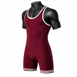 Combinaisons de lutte personnalisées pour hommes en tissu extensible, logo imprimé numériquement sur le devant, 200 g/m², légères, respirantes, résistantes à l'usure - Product Image 4