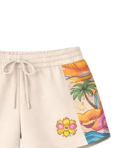 Ensemble crop top et short pour femme, imprimé tropical, manches contrastées, tenue décontractée deux pièces, molleton de coton, vente en gros personnalisée - Product Image 5