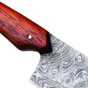 Cuchillo de Chef con Patrón Damasco Plateado y Mango de Madera Marrón Rojizo, Hoja Ancha y Afilada para Cocinar Carne y Verduras - Product Image 3